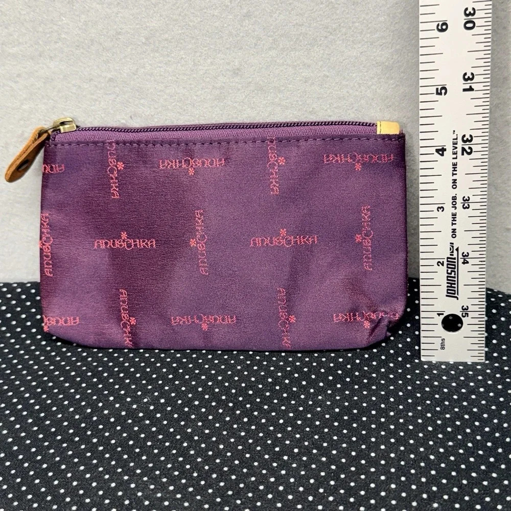 Vintage Moushka Purple Satin Cosmetic Makeup Zip Pouch Bag Travel Case‎